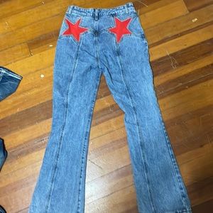 Blue Jeans with red stars on butt